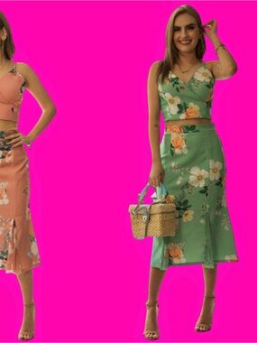 Floral Green Midi Skirt - Women